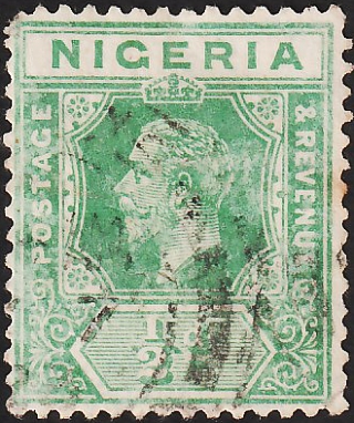 Нигерия 1921 год . King George V , 0,5 p . Каталог 0,75 фунтов.